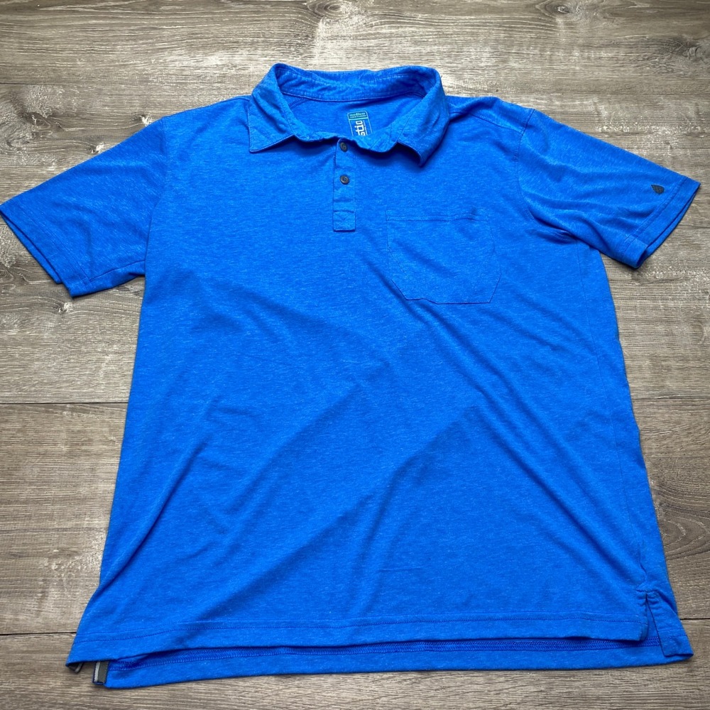 Stio Shirt Polo‎ Mens Medium Blue Short Sleeve Chest Pocket Style 2491 SS21MLT2
